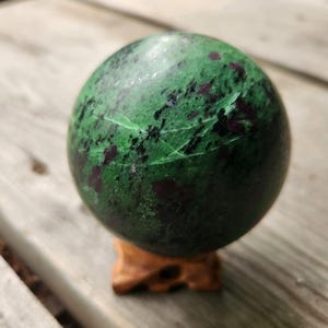 Large Ruby Zoisite Sphere, Carved Crystal Sphere, Ruby and Green Sphere, 2.85"  1LB 7.8OZ