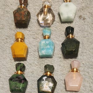 Semi-Precious Stone, Perfume Oil Bottles, Carved Crystal Perfume Bottles, Tiny Crystal Perfume, Perfume Bottle, Miniature Perfume Bottle