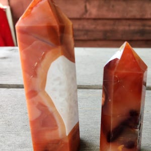 Carnelian Tower  Deep Burnt Orange Crystal | Energy & Creativity Stone | Druzy  Clear Quartz Accents | Spiritual Healing  Confidence Boost
