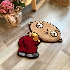 Dywan z nadrukiem Tufted Edgy Baby inspirowany kreskówką – ręcznie robiony miękki dywan – puszysty wełniany dywan do pokoju dziecięcego – spersonalizowany artystyczny dywanik na prezent