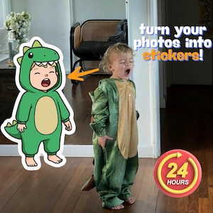 Aangepaste kindersticker – gepersonaliseerd kinderportret, leuke cartoonstickers, aangepaste naamsticker, leuk cadeau, digitaal of afdrukbaar