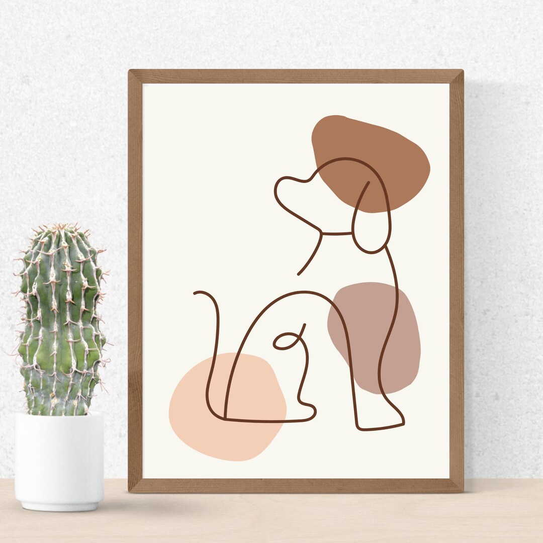 Minimalist Dog Line Art Print, Modern Pet Wall Decor, Boho Animal ...