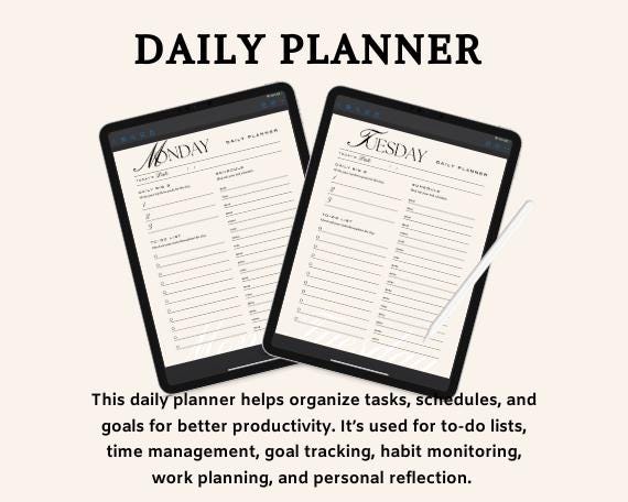 Minimalist Daily Planner PDF, Digital Planner, Printable To-do