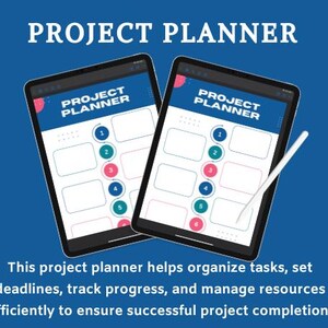 Project Planner Digital Task Organizer Printable, Goal Setting Template, Productivity Tracker, Work Management Planner, Instant Download PDF