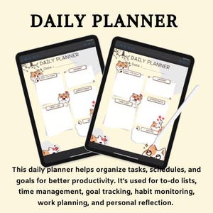 Kawaii Daily Planner, Cute Printable Planner, Digital To-Do List, Task & Goal Organizer, Productivity Planner PDF, Instant Download