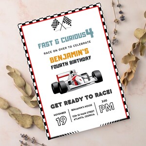 Editable Race Car Invite, Racing Car Vintage Party, Race Car Invitation, Race Car Birthday Invitation, Race on over, Birthday Invitation