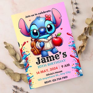 Personalized Cartoon Birthday Invitation, Digital Birthday Party Invite, Editable Kids Party Template, Instant Download Birthday Card