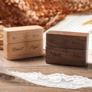 Engraved Wooden Ring Box Personalized 1-Slot Ring Box Wedding Ring Bearer Anniversary Gift for Couple Custom Engagement Proposal Ring Box