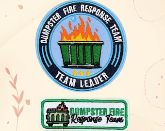 Dumpster Fire Response Team Patch Set – Funny Iron-On Patches for Team Leader, Office Humor, Chaos Coordinator, Disaster Morale Badge