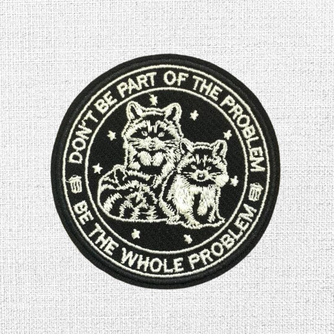 Funny Raccoon Embroidered Patch Set – Cute But Feral & Be the Whole Problem Iron On Badge for Jacket, Backpack, Denim, DIY Gift