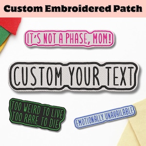 Custom Text Patch - Personalized Embroidered Message Iron On Patch, Funny Custom Name Label for Jacket, Backpack, Clothing, Gift Ideas