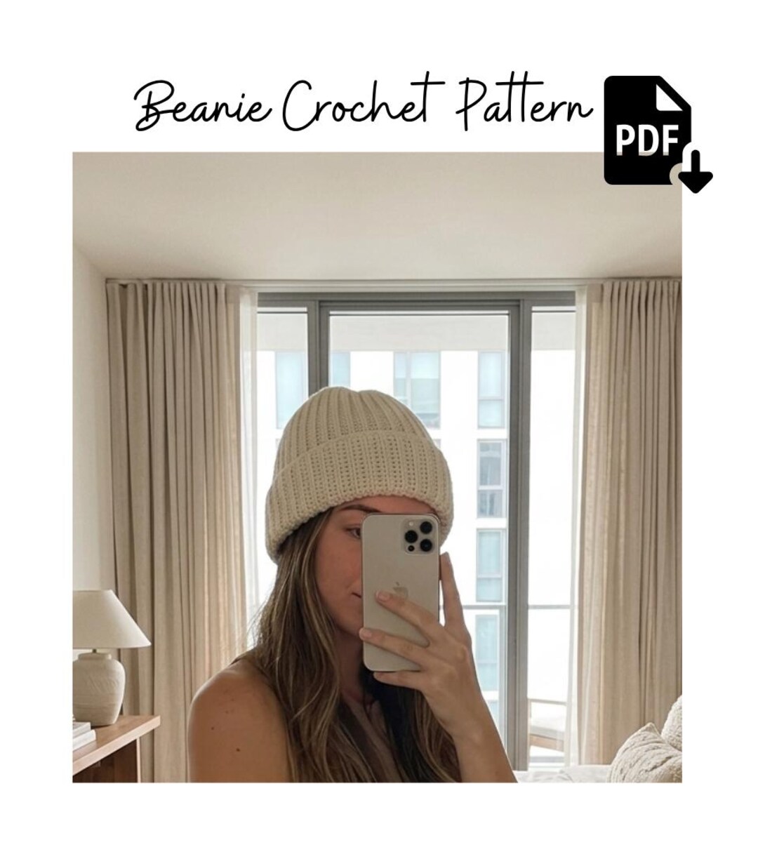 Ribbed Crochet Beanie Pattern PDF, Easy Winter Hat, Beginner Crochet ...