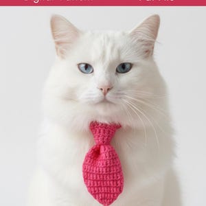 Crochet Pet Tie Pattern Dog Cat Necktie DIY Tutorial Instant Download Easy Handmade Accessory Puppy Kitten Collar Tie Printable PDF Patterns