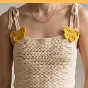 Flutter Charm Tank Top Crochet Pattern PDF, Butterfly Crochet Top Pattern, Summer Tank DIY,Easy Crochet Top Pattern, Summer Crochet Tee