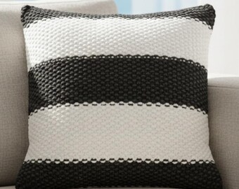 Knit Striped Pillow Pattern PDF | Modern Knit Cushion Cover | Beginner Knitting Pattern | Home Decor Knit Pillow