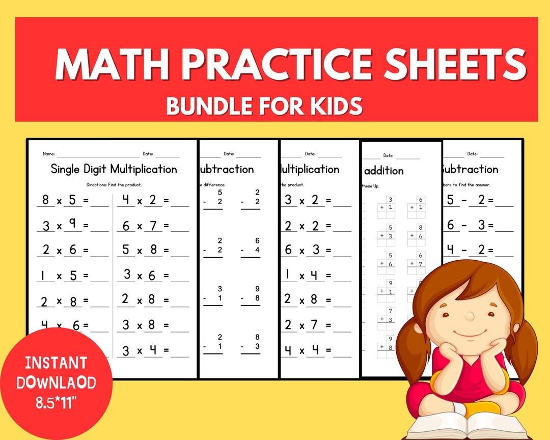 Addition, Subtraction, Multiplication Practice | Printable Math ...