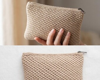 Modèle PDF de trousse de maquillage au crochet, tutoriel de trousse de maquillage à fermeture éclair, trousse de toilette au crochet, modèle de trousse texturée