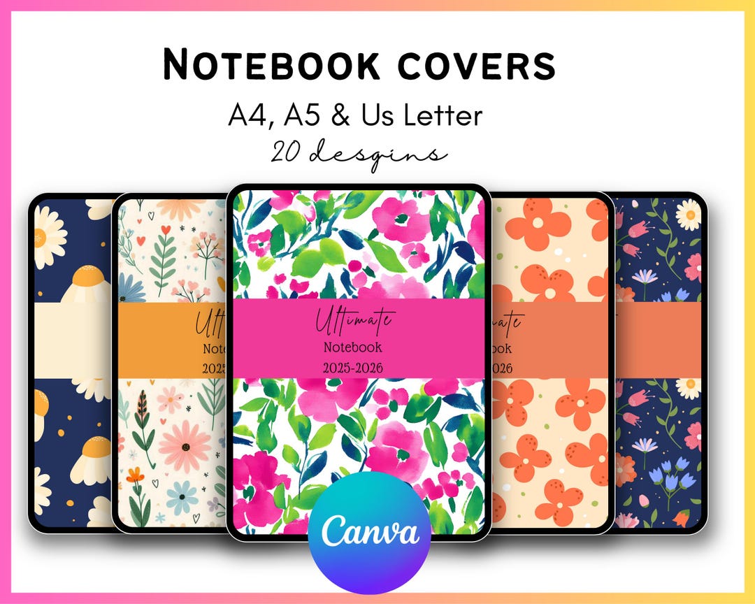 Floral Composition Notebook Cover Template | Editable Canva Design ...