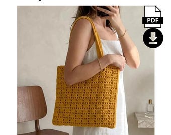 Mesh Tote Bag Häkelanleitung PDF, Anfänger Häkelanleitung, Markttasche, Sommer Strand Tote, Einkaufstasche häkeln