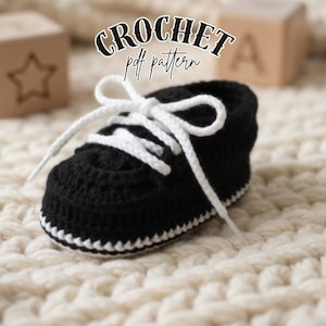 Patrón de zapatillas de bebé a crochet en PDF. Botines unisex para bebé. Zapatos de bebé a crochet fáciles. Regalo para recién nacido. Tutorial para principiantes.