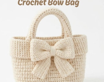 Modèle PDF de sac avec noeud au crochet, élégant sac à main à bandoulière, sac à main au crochet adapté aux débutants, tutoriel de joli sac à main avec noeud