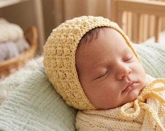 Buttercup Baby Bonnet Crochet Pattern PDF, Pixie Bonnet Pattern, Newborn Baby Hat Crochet Pattern, Baby Shower Gift, Preemie to 4 Years