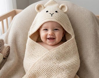 Teddy Bear Hooded Blanket Crochet Pattern PDF, Baby Blanket Crochet Tutorial, Hooded Baby Blanket, Bear Lovey Pattern