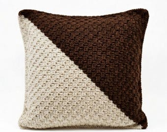 C2C Cushion Cover Crochet Pattern PDF, Corner to Corner Pillow Cover, Modern Crochet Cushion Pattern, Ribbed Throw Pillow Cover
