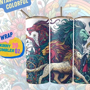 Wonder Magical and Mystical Series 1 Tumbler Wrap, 20oz skinny bekerontwerp: Fantastic Beasts-Lions and Handbird.