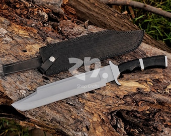 Rambo Knife Predator Bowie Movie Replica, D2 Steel Handcrafted Action Hero Blade for Hunting and Survival Best Valentine Day Gift for Him.