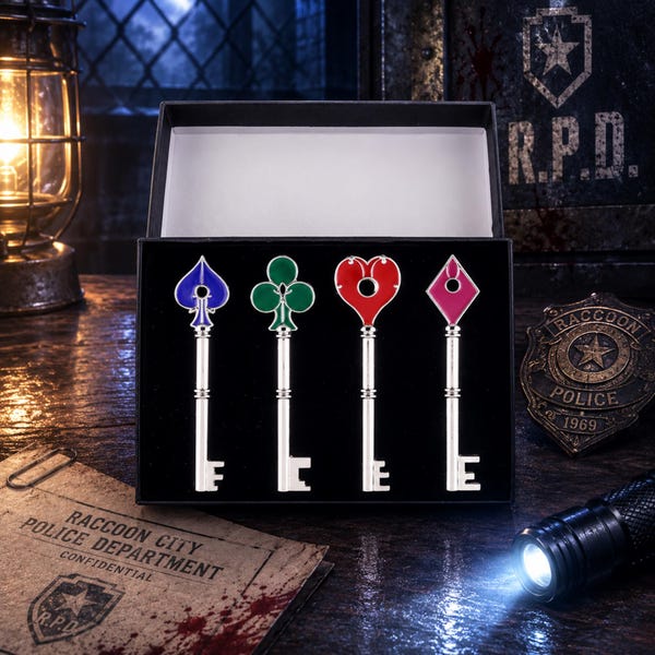 Resident Evil RPD Keys Set: Metal Replica Game Props Collectible (6.8 cm)