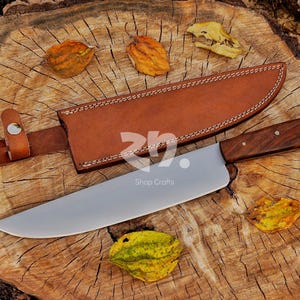 Jim Bowie Knife Replica: D2 Steel, Rosewood Handle & Leather Sheath