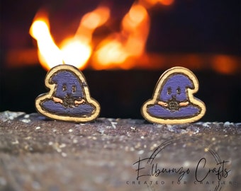 Cute Halloween witches hat stud earrings- handmade in Scotland