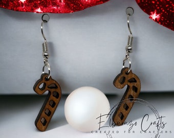 Christmas candy cane fish hook style earrings