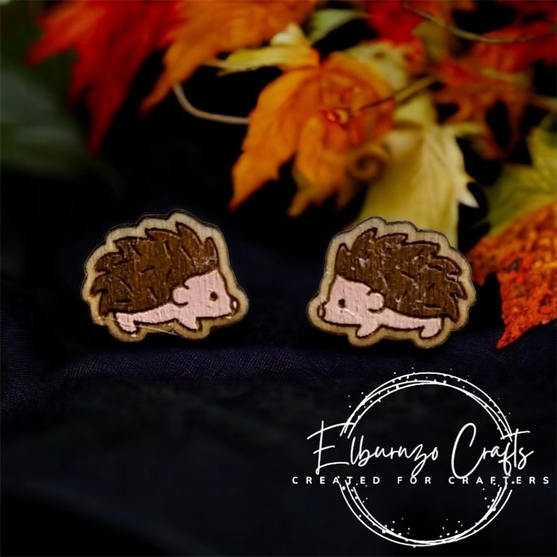 Cute hedgehog stud earrings handmade in Scotland image 1