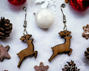 Christmas reindeer fish hook style earrings