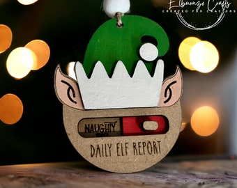 Naughty or nice Santa’s elf tracker christmas tree ornament bauble option to personalise