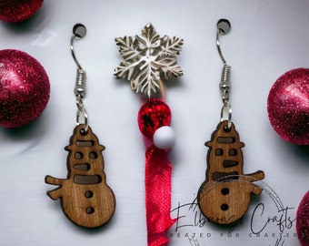 Christmas Snowman fish hook style earrings