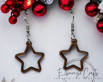 Christmas star outline fish hook style earrings