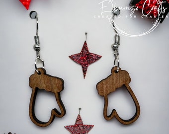 Christmas mittens fish hook style earrings