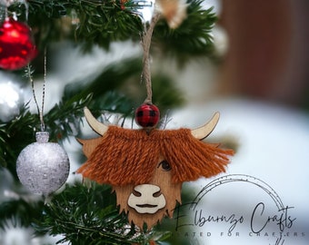 Highland cow Scottish Christmas tree ornament bauble