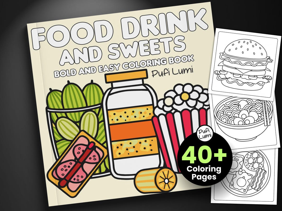 Food Drink and Sweets Coloring Pages, Delicious Food Printable, Digital ...