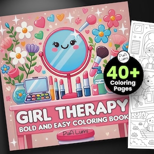 Girl Therapy Coloring Pages, Coloring Book Printable, Bold and Easy Coloring Book, Funny Coloring Book, Girl Therapy Book, Instant Download