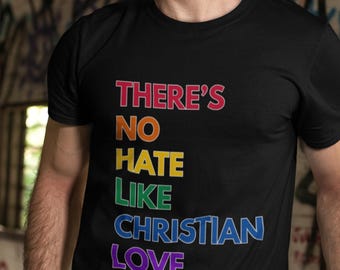 Camiseta del Orgullo LGBTQ: Mensaje de unidad y no al odio (Negro, Blanco, Gris jaspeado)