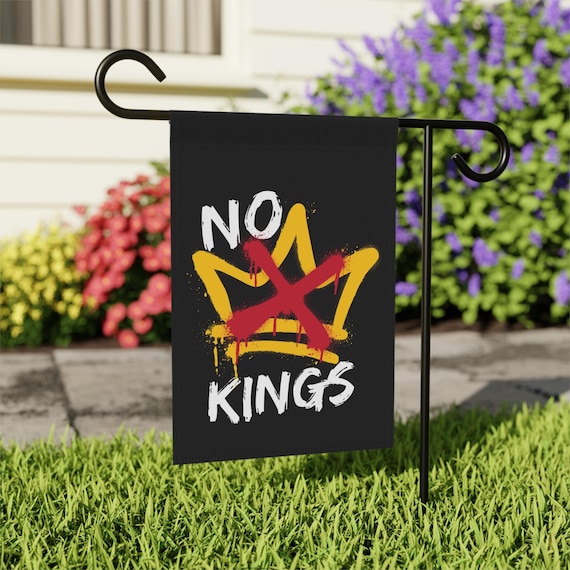 No Kings Garden Flag, Double Sided Anti Monarchy Protest Banner, Graffiti Art for Yard, Porch Décor, Protest Statement