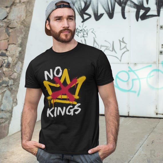 Activist Cotton Tee No Kings, Civil Rights Graphic (Black, White, Heather S-2XL)