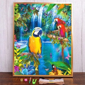Cross Stitch Kit, Bird Parrot, Cross Stitch, Cross Stitch Art, Cross Stitch Pattern, Embroidery Kit, Hand Embroidery, Stamped Aida