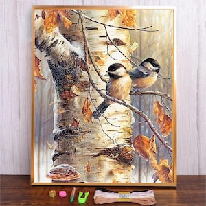 Cross Stitch Kit, Birds, Cross Stitch, Cross Stitch Art, Cross Stitch Pattern,  Embroidery, Embroidery Kit, Hand Embroidery, Stamped Aida