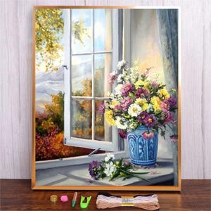 Cross Stitch Kit, Flowers, Cross Stitch, Cross Stitch Art, Embroidery, Embroidery Kit, Embroidery Design, Hand Embroidery, Stamped Aida