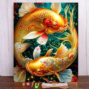Cross Stitch Kit, Koi Fish, Cross Stitch, Cross Stitch Art, Embroidery, Embroidery Kit, Embroidery Design, Hand Embroidery, Stamped Aida